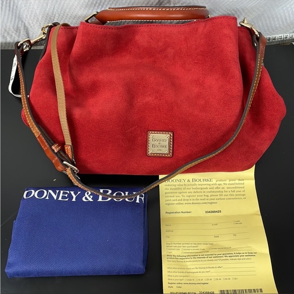 NWOT Dooney & Bourke Small Brenna Satchel in Red Suede - Picture 2 of 14